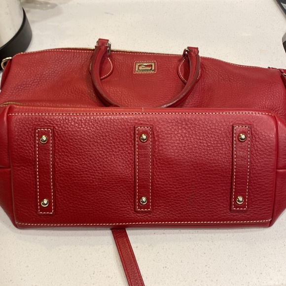 Dooney & Bourke Red Dillen Pebbled Leather double pocket satchel - Picture 10 of 15